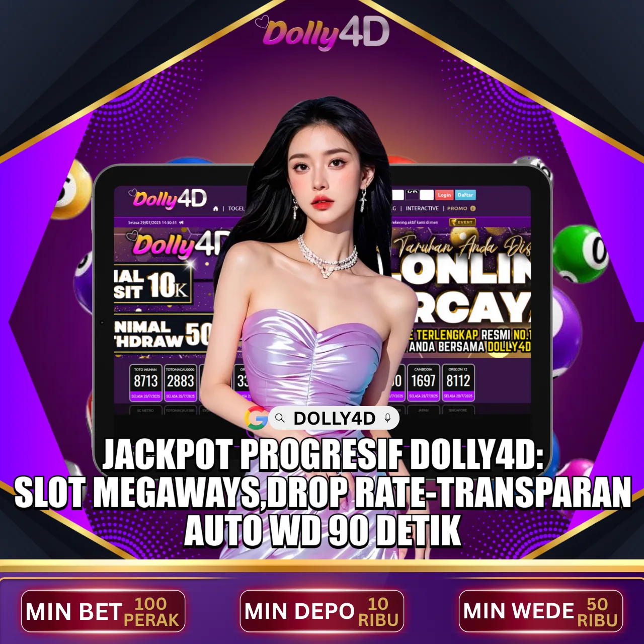 Jackpot Progresif Dolly4D: Slot Megaways, Drop-Rate Transparan, Auto WD 90 Detik